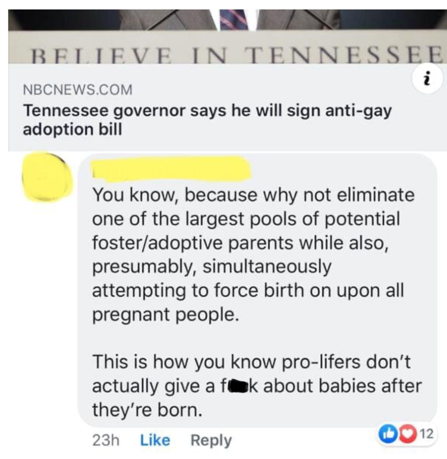 2. Ah, the irony—pro-lifers who seem to forget about life after birth.