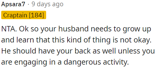 OP's husband should support her.