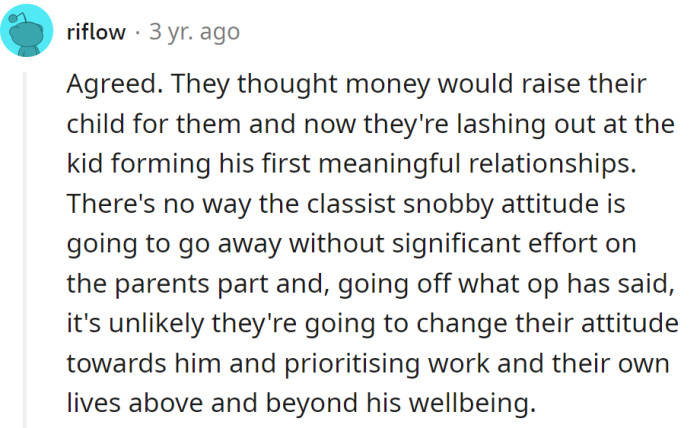 Money can't raise their child instead of them