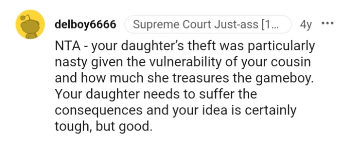 OP's daughter needs to suffer the consequences