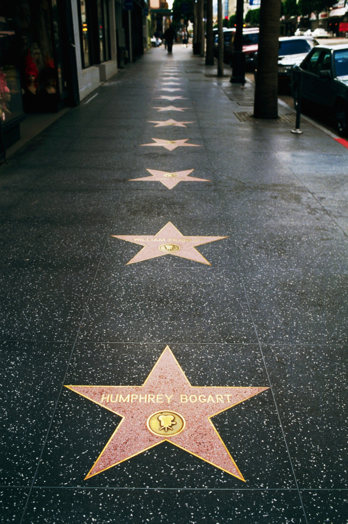 Hollywood Walk of Fame sidewalk with stars, low ratings and safety concerns