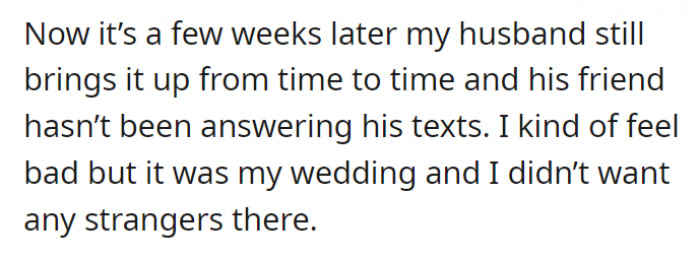 A few weeks have passed—the husband's friend hasn't been answering his texts. Do you think OP just has a pet peeve about strangers?