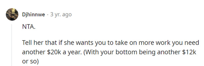 No wrongdoing on OP's part! It's time for some financial gymnastics—they should tell her they need a $20k raise (with the bottom line being another $12k or so).