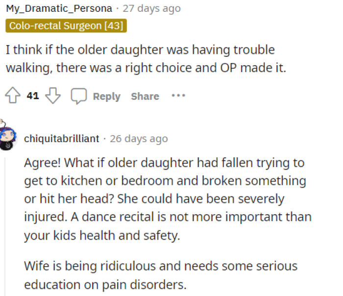 Many people agreed with this comment, and we just have to trust that the dad made the best decision given the circumstances he was in.