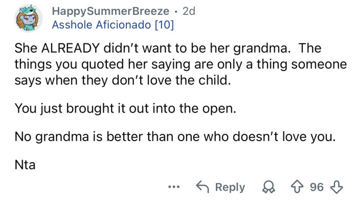 She doesn’t love that child.