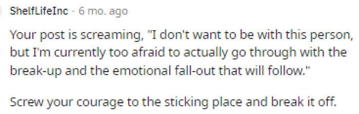 Many people said that they thought he actually didn't really want to stay with her or be with her, but he's scared to break up with her, especially now.