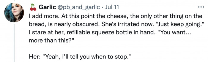 It got to the point where all you could see was ranch rather than the sandwich