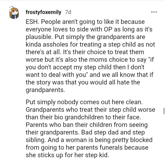 It's also the mom's choice to say...