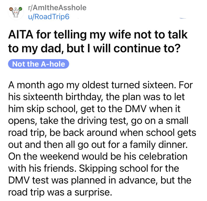 Here's the original post by Reddit user u/RoadTrip6: