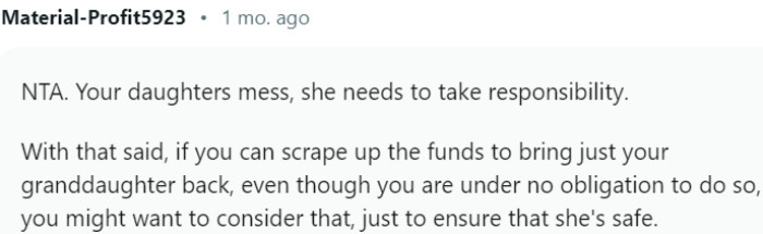 She needs to take responsibility