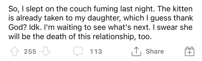 So, she turned to the Reddit community for advice.