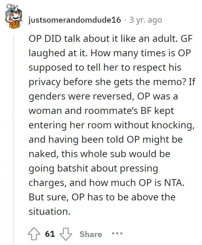 OP did his part; the GF did not.