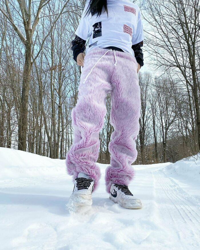 17. She transformed a thrifted blanket into these incredibly unique sweatpants.