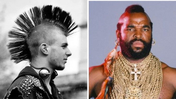 9. The Mohawk hairstyle is a sharp, edgy look that features a strip of hair running down the middle of the head, from front to back.