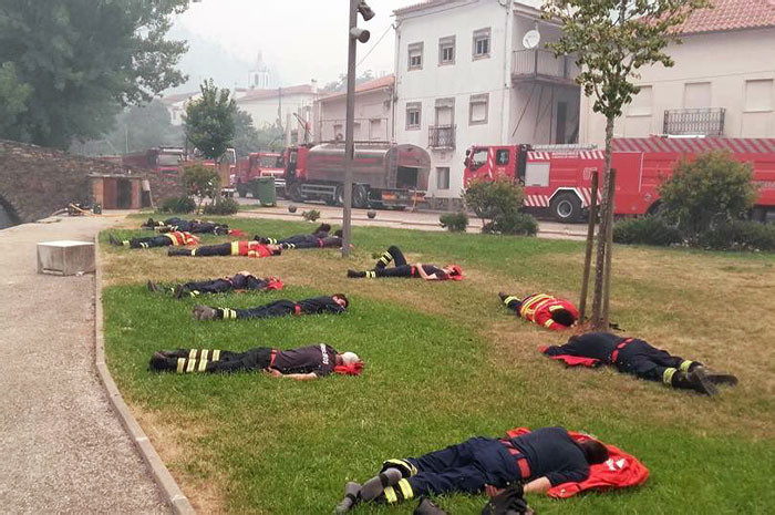 14. Exhausted Firefighters Resting After Fighting Multiple Fires That Are Still Fustigating Central Portugal. They Are Our National Heroes