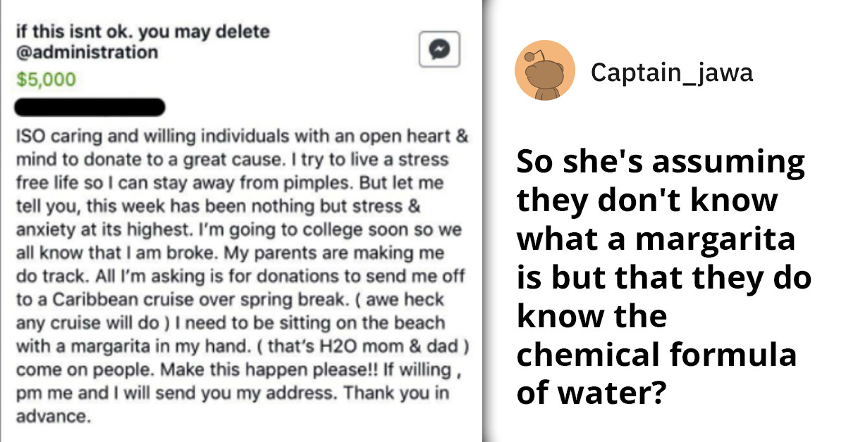 Person Asks Strangers Online to Fund Their Caribbean Cruise Before Going to College, Says They Are Looking for Individuals to Donate to a 'Great Cause'