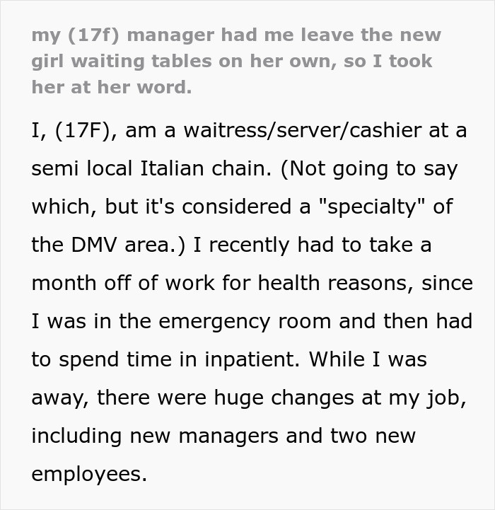The OP shared a story about her experience working as a server and cashier at a busy restaurant.