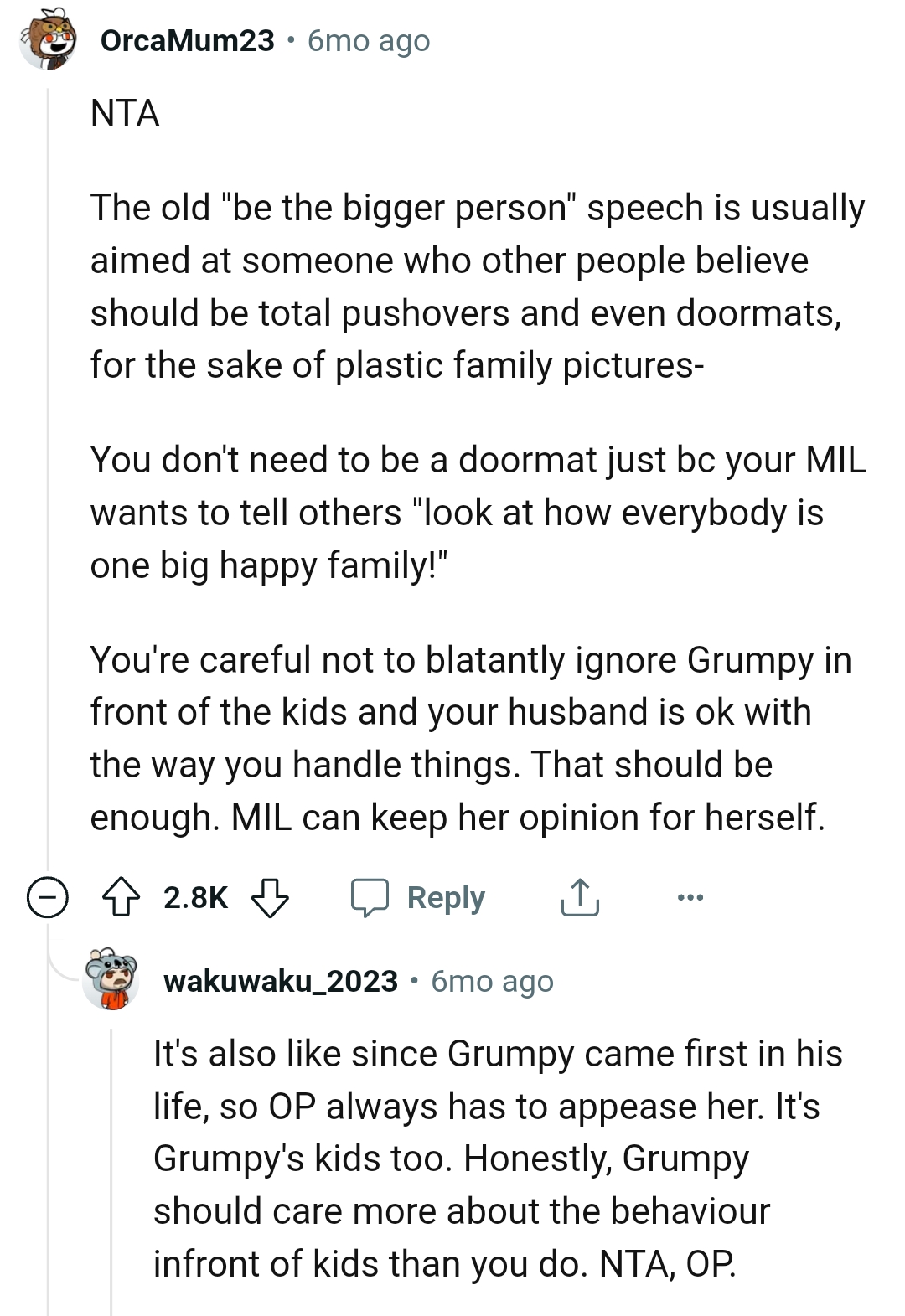 Who the bigger person speech is aimed at