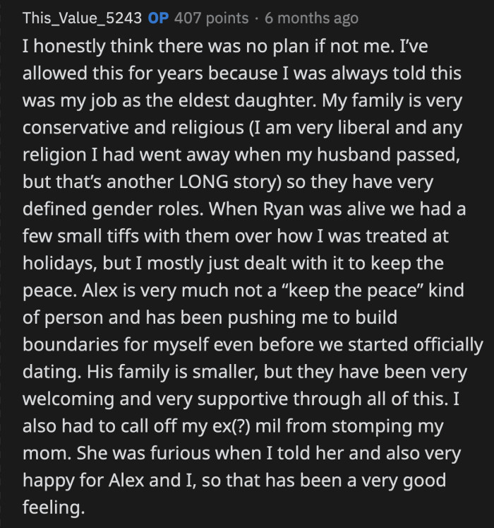 That is not OP's problem at all. She said no. She is not a child for her mother to make decisions for her.