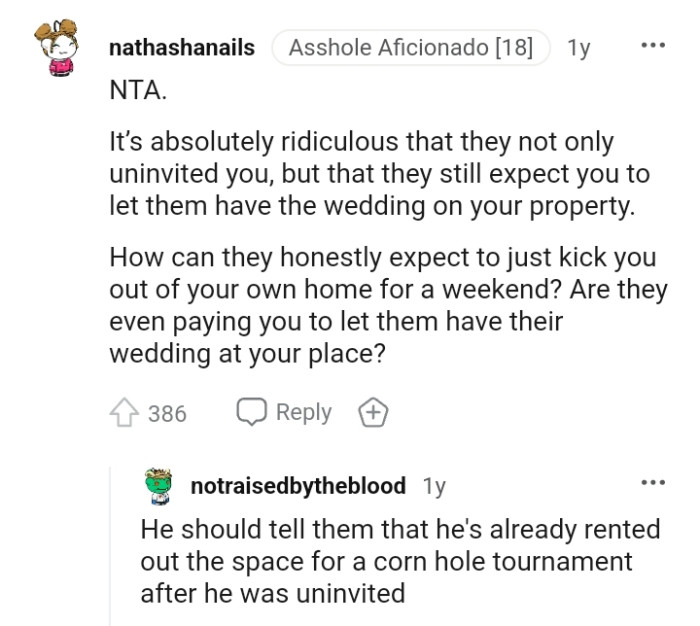 Are they paying to have their wedding at your place?