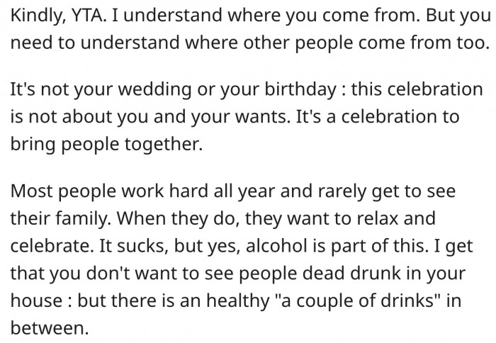 5. The Christmas celebration is not about her.