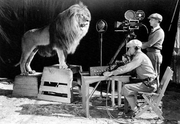 4. Yes, they used a real lion for the MGM logo! And here are the cameramen filming it.