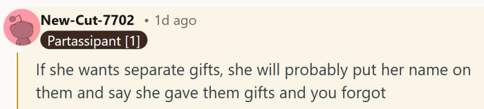 A sly note slips through here, imagining a holiday morning where the credit goes in a direction no one intended.