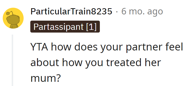 Her partner might need an umbrella—things got a bit stormy with the MIL. Forecast: awkward conversations ahead!