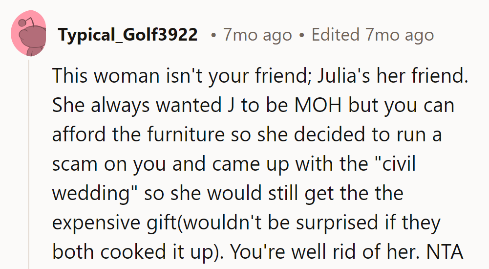 NTA. Sounds like she's running a friendship scam! She's better off without her.