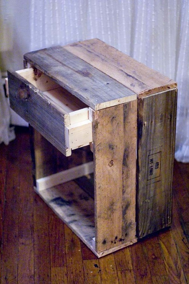 1. Create an adorable end table using an antique crate.