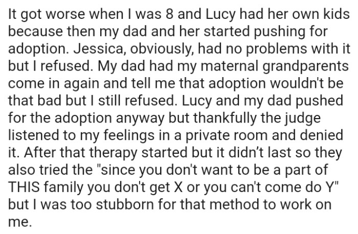 OP's dad had the maternal grandparents tell him that adoption wouldn't be that bad