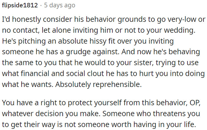 OP needs to consider distancing himself from his father due to his behavior.