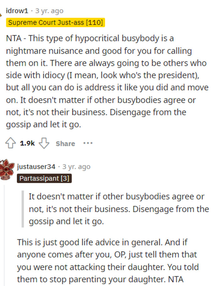 Many of them were saying that she only acted the way her neighbor did, and therefore she was NTA.