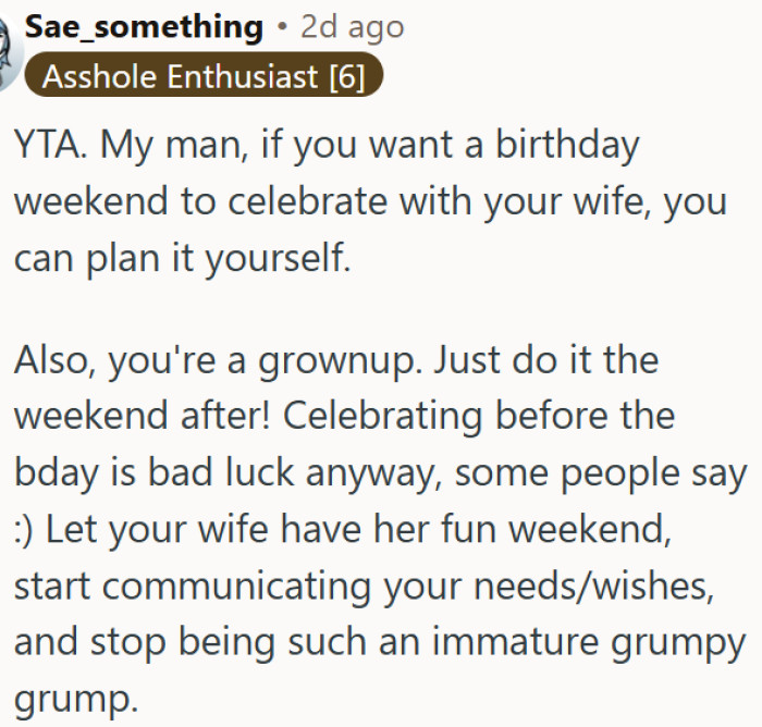 Selfish husband gets reality check after ruining wife's birthday mood