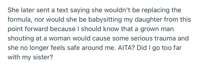 OP’s sister has decided never to babysit again