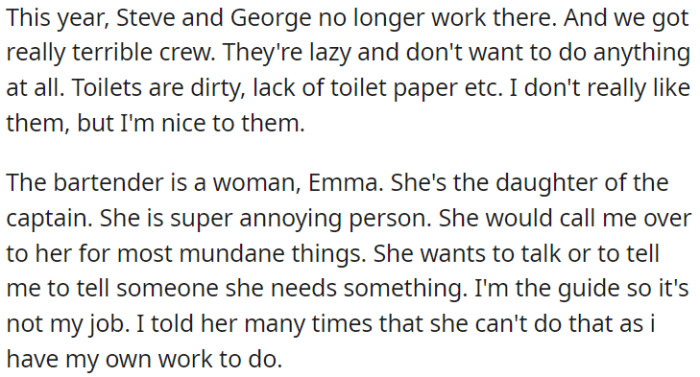 Steve and George Left This Year, and OP Now Has a Lazy Crew Causing Problems