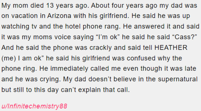 Unexplained phone call from deceased mother