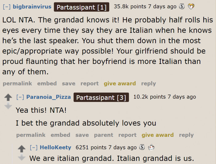 Redditors were impressed with the grandfather's reaction.