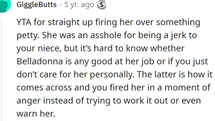 The OP should have warned her first