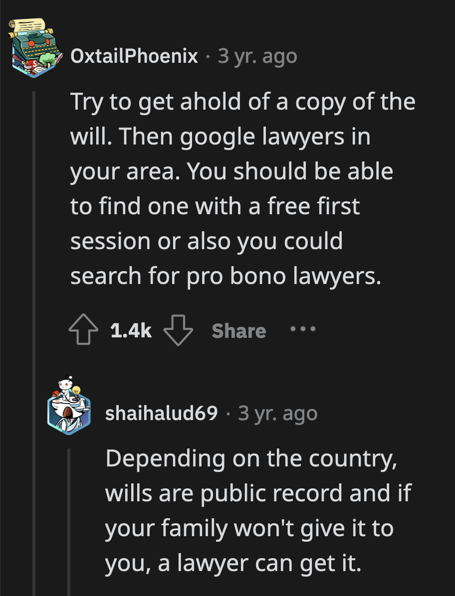 It would also be helpful if OP could get a hold of a copy of her grandfather's will.