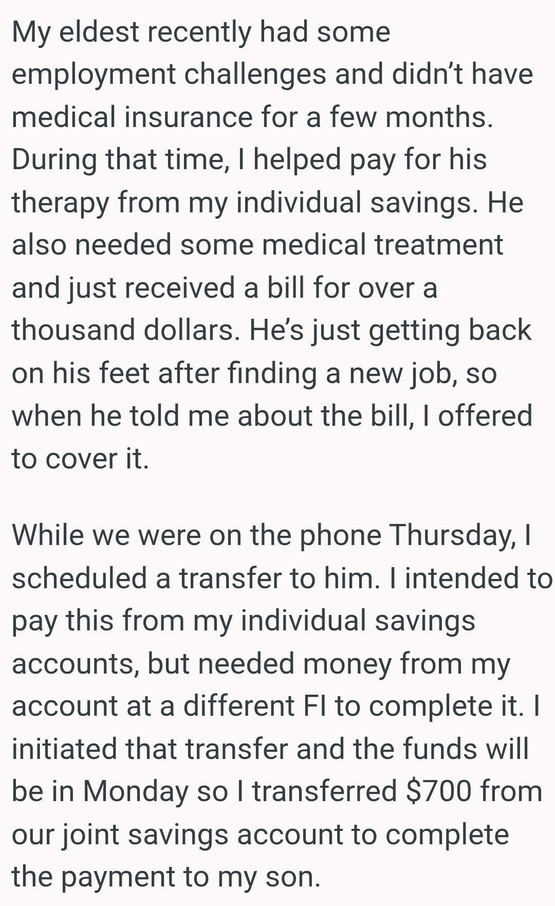 He’s just getting back on his feet after finding a new job