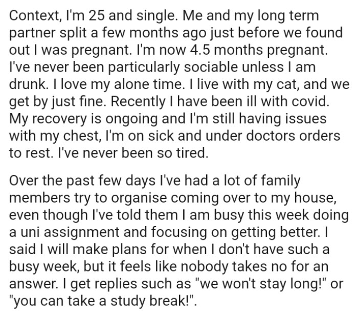 OP has Covid and her recovery is ongoing as she's still having issues with her chest