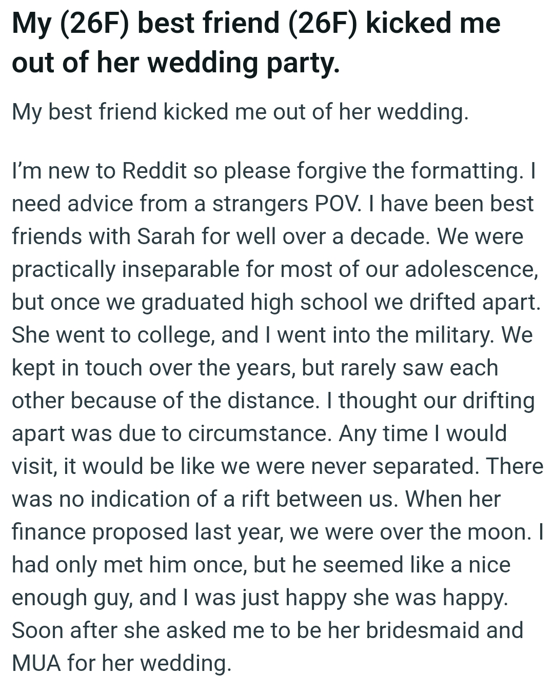 The OP kicks off her story and here it is