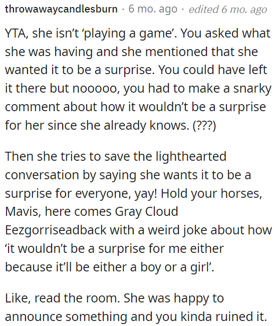 OP made a snarky comment.