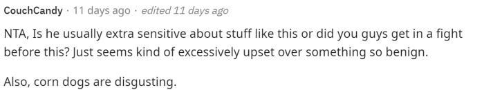 Some comments seemed a little confused and concerned about her husband's reaction to the incident.