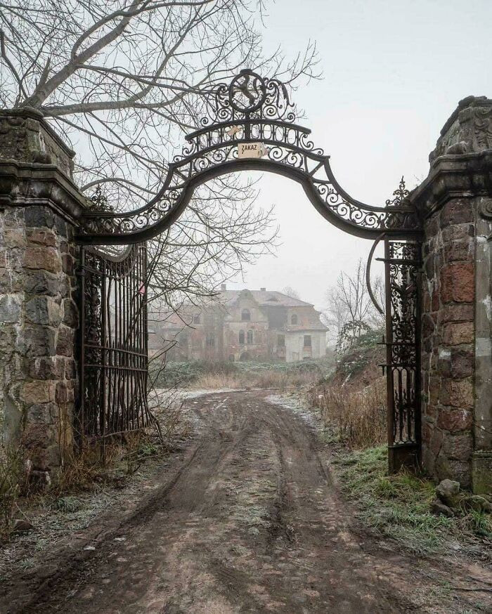 Gate To An Abandoned Mansion Somewhere In Poland