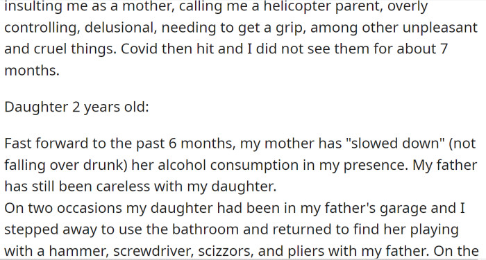 After the conversation, the mother tried to do better, but the father remained the same: