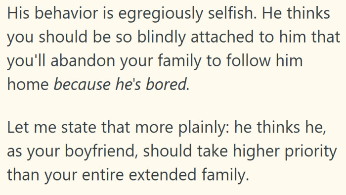 That quiet guilt of choosing family over a partner can sting, but sometimes it reveals exactly where priorities lie.