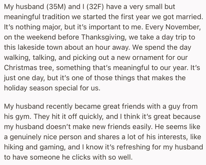 OP and her husband have an interesting family tradition that they’ve been practicing since they got married