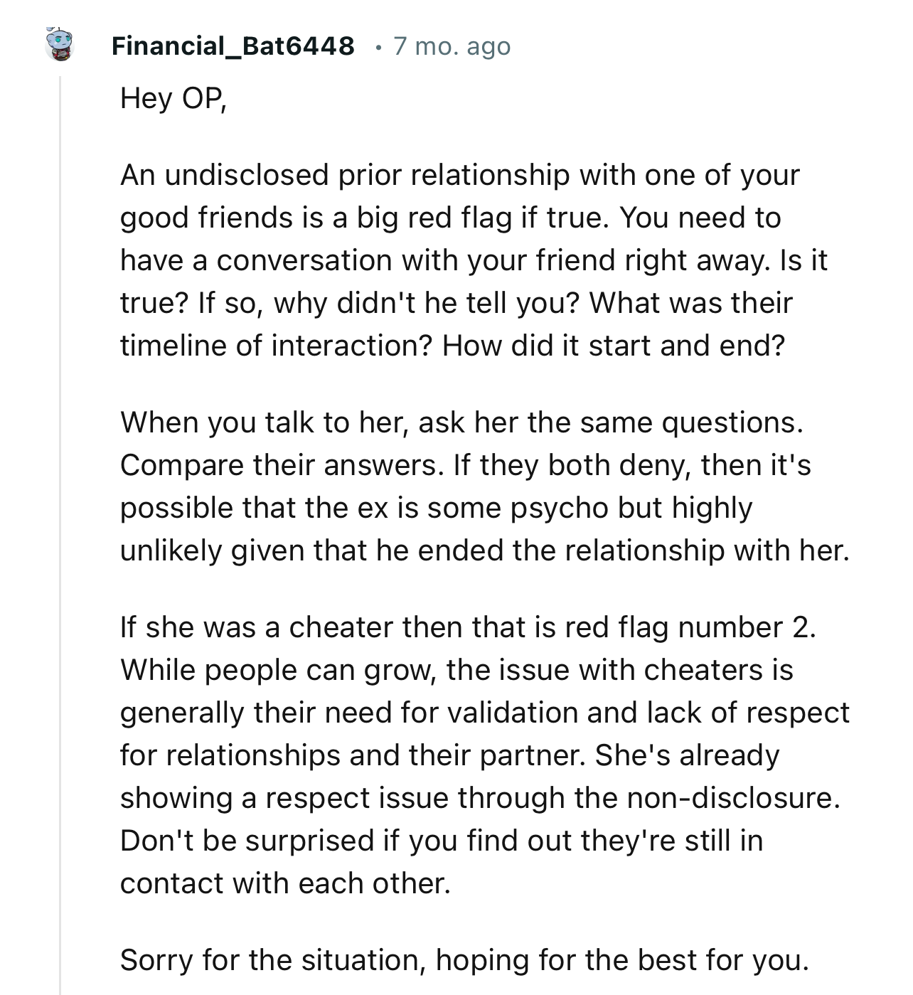 “Don't be surprised if you find out they're still in contact with each other.”